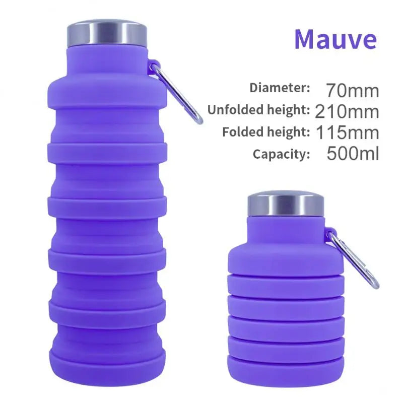 1pc Collapsible Water Bottle, Reuseable BPA Free Silicone Foldable Bottles Portable Hiking Cup For Outdoor Mountaineering Tours