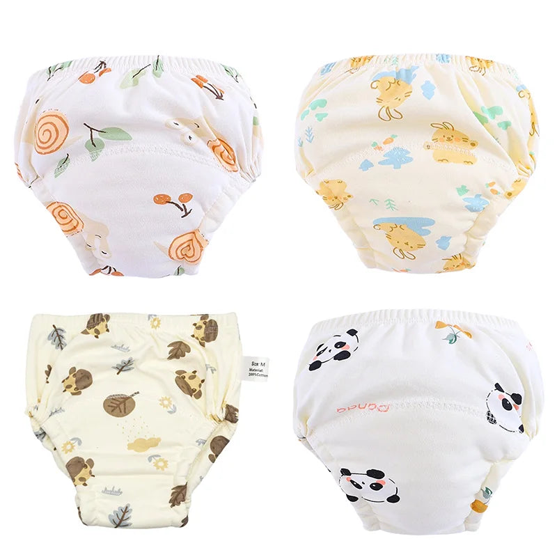 4PCS Baby Waterproof Diapers Pee Shorts Underwears Reusable Soft Ecological Cotton Toddler Potty Training Pants For Boys Girls