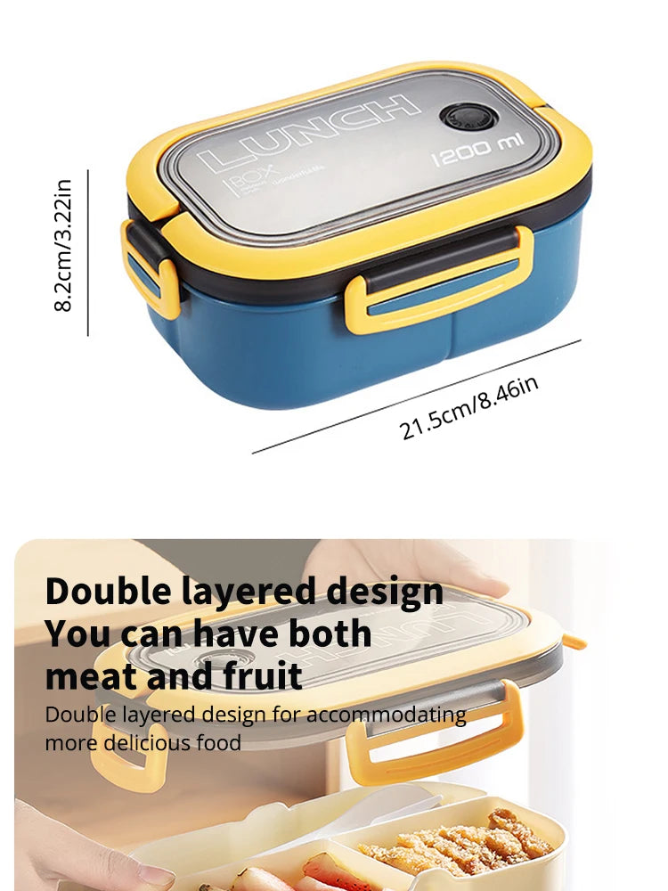 Single Double-layer Lunch Box Portable Compartment Fruit Food Box Microwave Lunch Box With Fork And Spoon Picnic Fresh Box