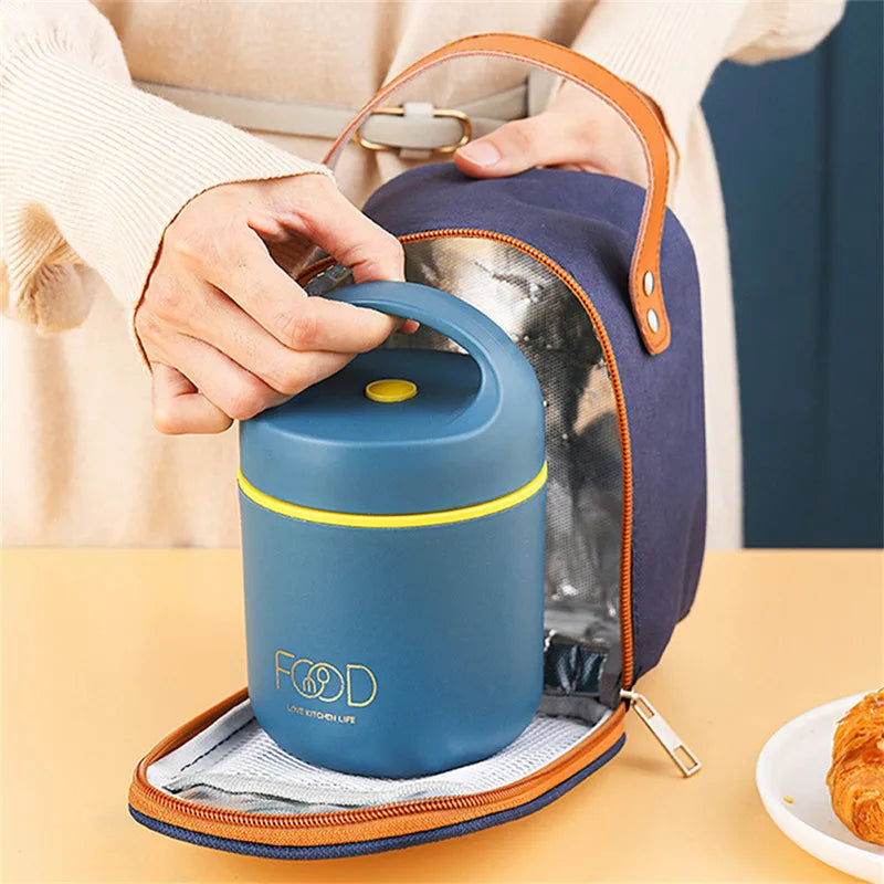 Stainless Steel Vacuum Thermal Lunch Box Portable Food Warmer Soup Cup Thermos Containers Simple Durable Bento Box For Children