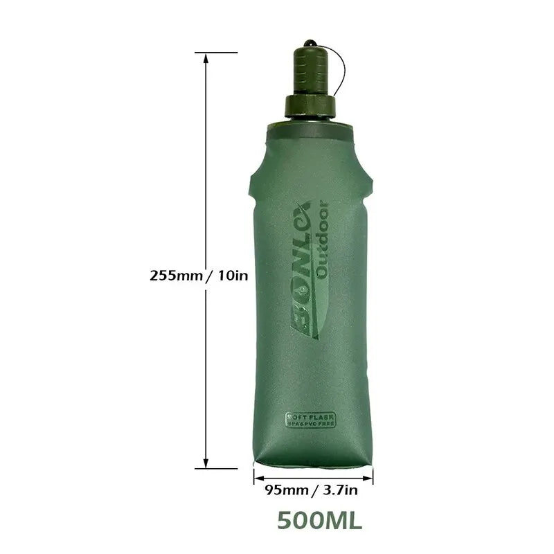 500ml TPU Outdoor Sport Bottle Folding Soft Flask Drink Water Bottle for Running Camping Hiking Bicycle Fitness Water Bag