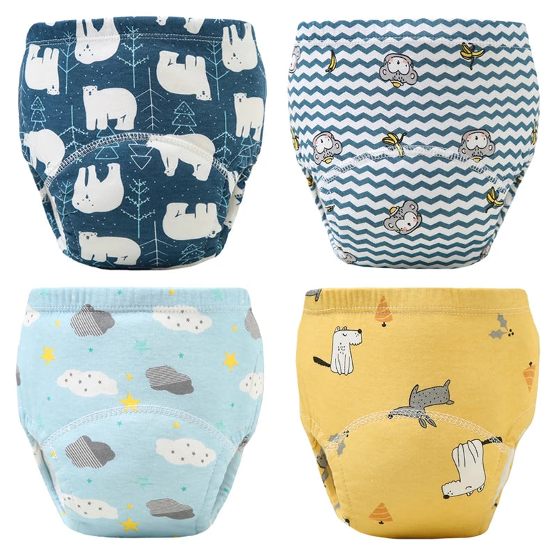 4PCS Baby Waterproof Diapers Pee Shorts Underwears Reusable Soft Ecological Cotton Toddler Potty Training Pants For Boys Girls