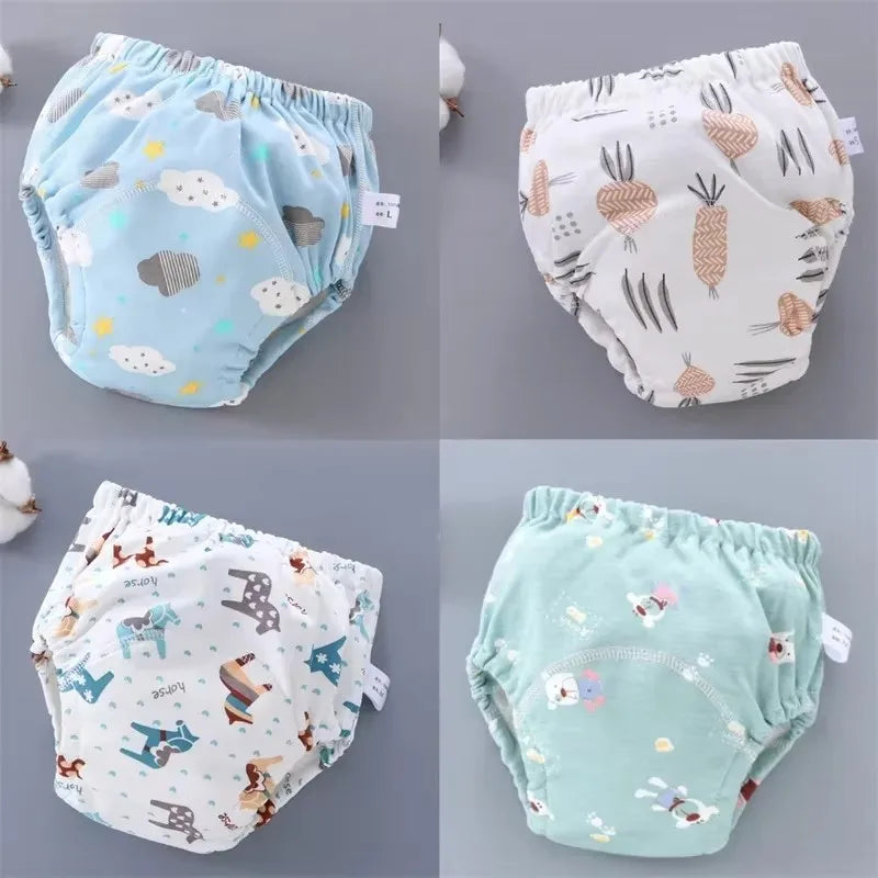 4PCS Baby Waterproof Diapers Pee Shorts Underwears Reusable Soft Ecological Cotton Toddler Potty Training Pants For Boys Girls