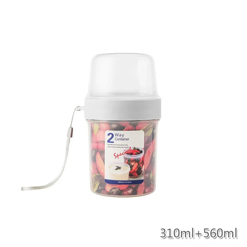 Breakfast Oatmeal Cereal Nut Yogurt Salad Cup Seal Container Set with Fork Sauce Cup Lid Bento Tuppers Food Taper Bowl Lunch Box