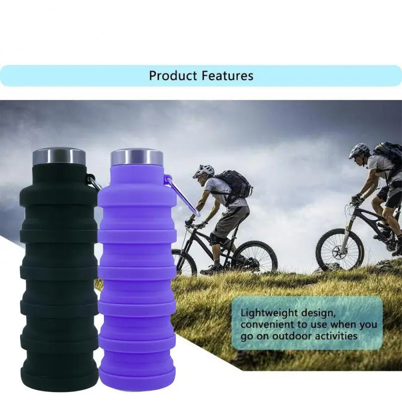 1pc Collapsible Water Bottle, Reuseable BPA Free Silicone Foldable Bottles Portable Hiking Cup For Outdoor Mountaineering Tours