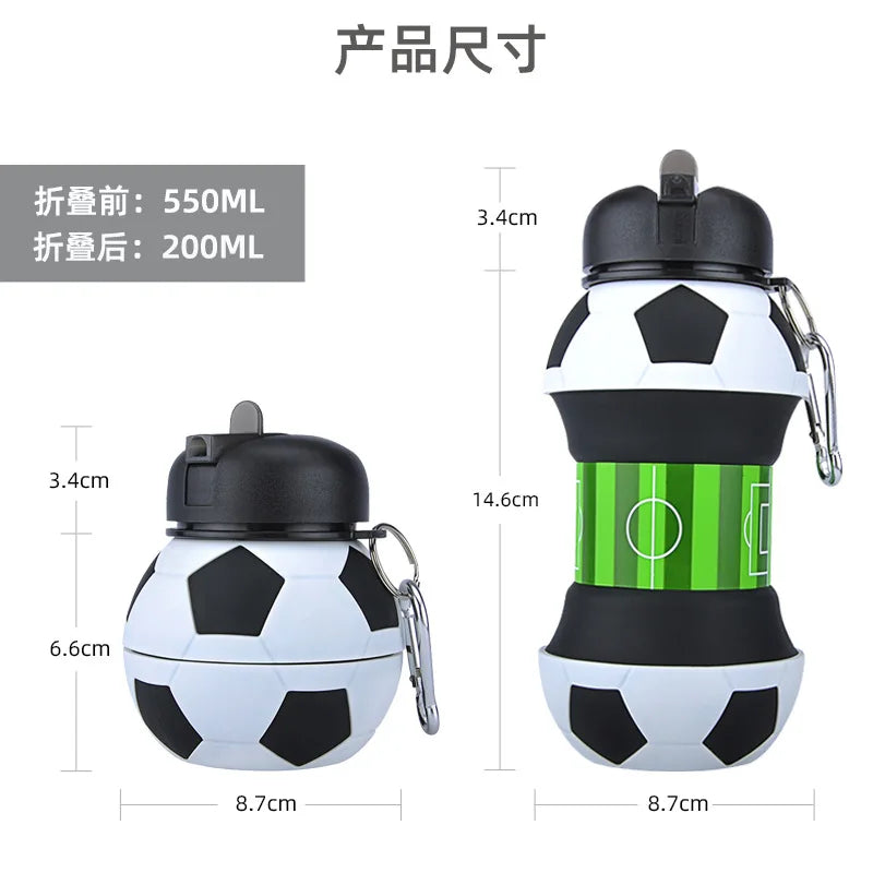 Student Football Folding Water Cup Outdoor Sports Water Bottle Household Silicone Folding Cup Portable Anti Drop