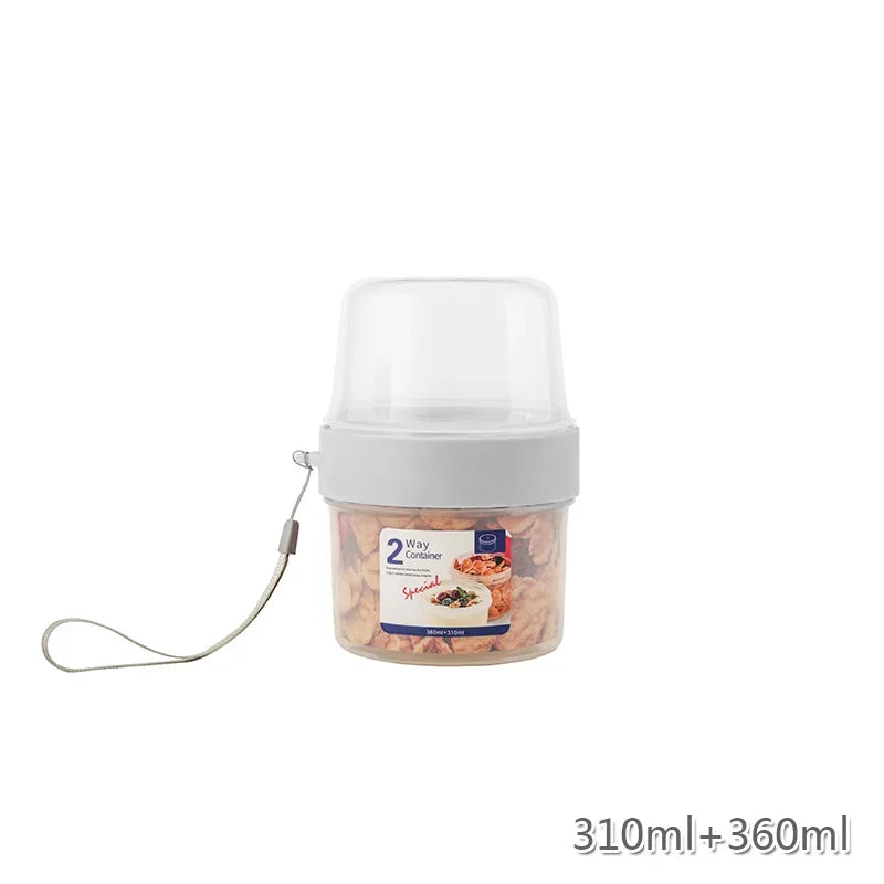 Breakfast Oatmeal Cereal Nut Yogurt Salad Cup Seal Container Set with Fork Sauce Cup Lid Bento Tuppers Food Taper Bowl Lunch Box