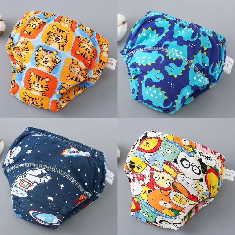 4PCS Baby Waterproof Diapers Pee Shorts Underwears Reusable Soft Ecological Cotton Toddler Potty Training Pants For Boys Girls