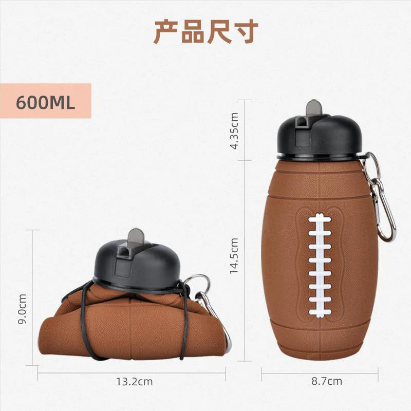 Student Football Folding Water Cup Outdoor Sports Water Bottle Household Silicone Folding Cup Portable Anti Drop