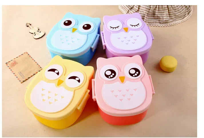 Portable Plastic Children Students Lunch Box  Bento Box Food Container Carton  Dinnerware Cutlery Food Container