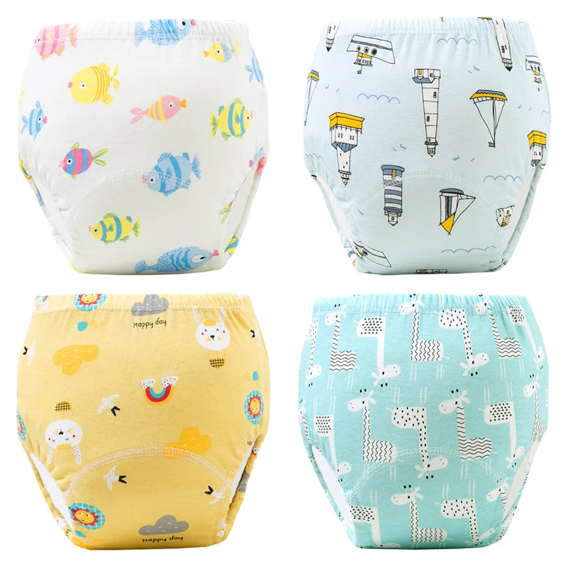 4PCS Baby Waterproof Diapers Pee Shorts Underwears Reusable Soft Ecological Cotton Toddler Potty Training Pants For Boys Girls