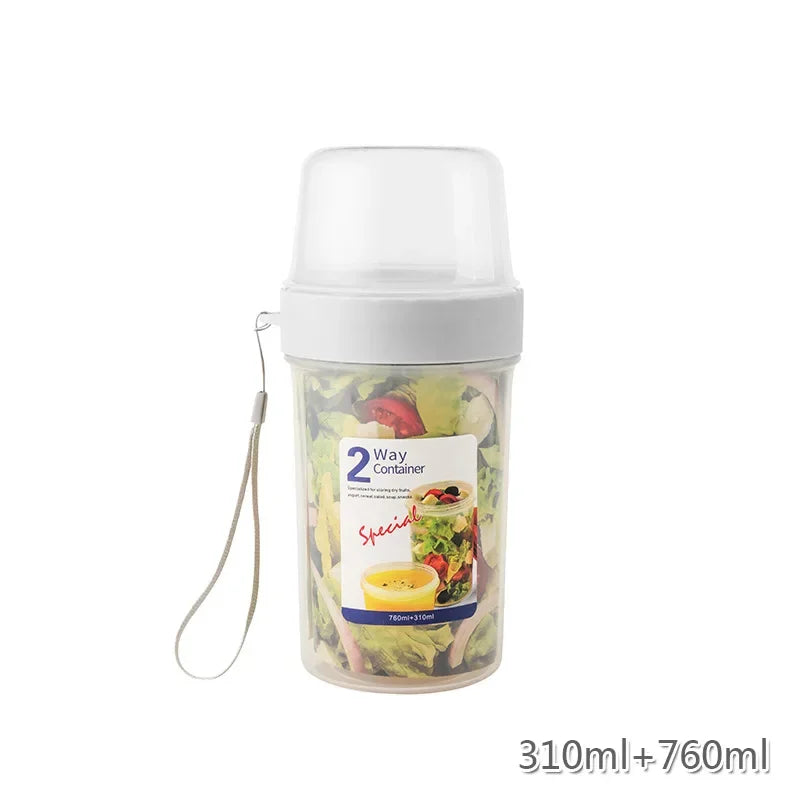 Breakfast Oatmeal Cereal Nut Yogurt Salad Cup Seal Container Set with Fork Sauce Cup Lid Bento Tuppers Food Taper Bowl Lunch Box