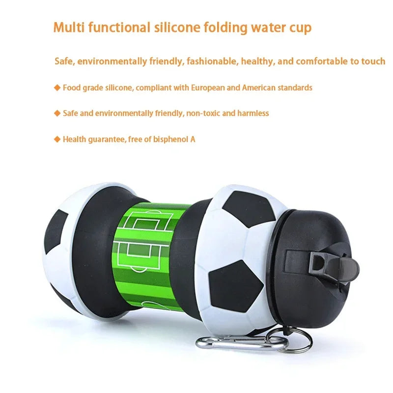 Student Football Folding Water Cup Outdoor Sports Water Bottle Household Silicone Folding Cup Portable Anti Drop