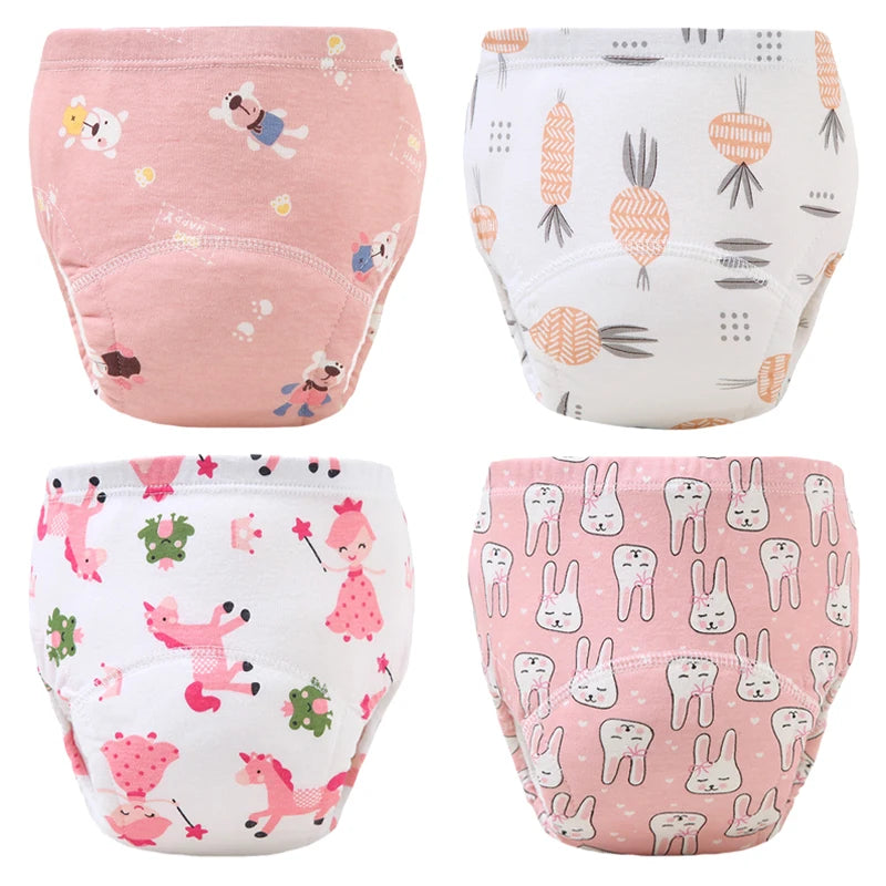 4PCS Baby Waterproof Diapers Pee Shorts Underwears Reusable Soft Ecological Cotton Toddler Potty Training Pants For Boys Girls