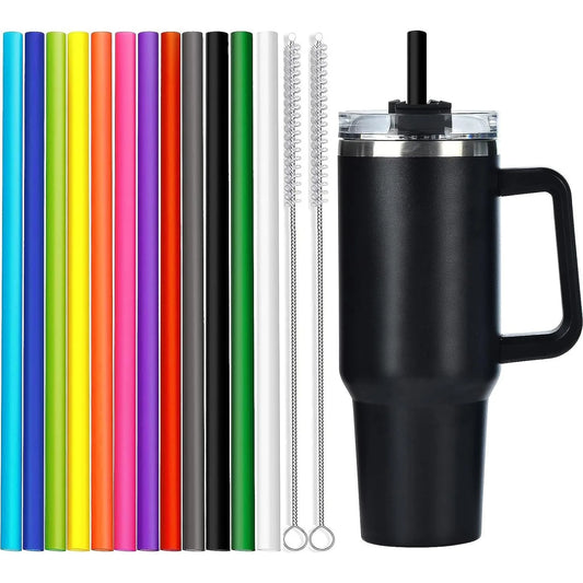 12 Pack Color Replacement Straws for 40 oz 30 oz Tumbler, 12 in Long Reusable Plastic Straws for Cup Accessories