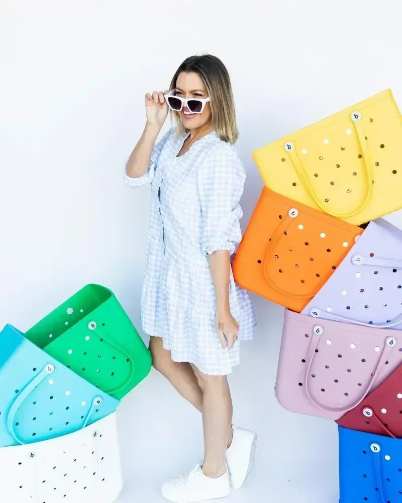 XL Extra Large Beach Bag EVA Rubber Waterproof Beach Travel Picnic Storage Basket Women Shopping Handbag Sac Jelly Tote Bag