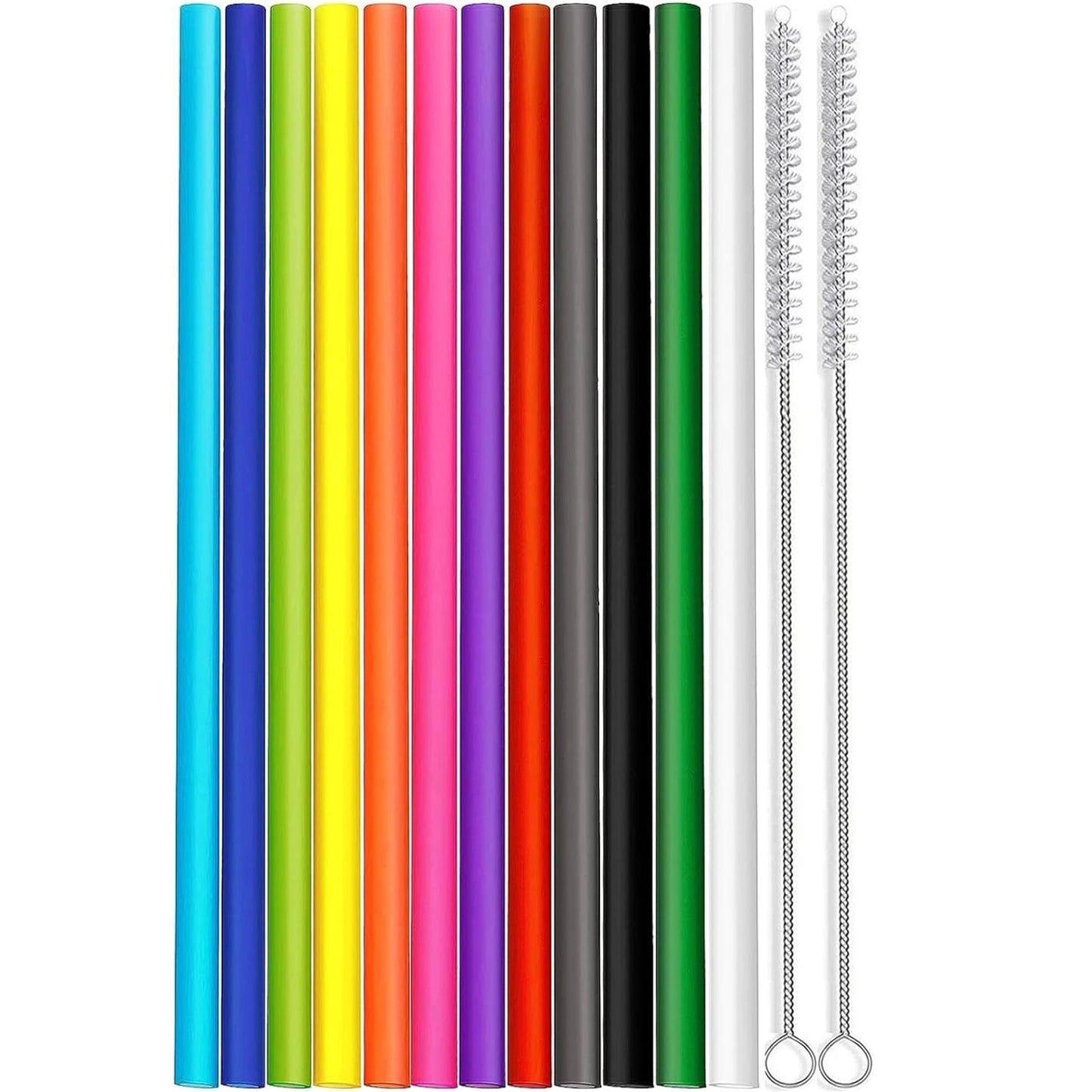 12 Pack Color Replacement Straws for 40 oz 30 oz Tumbler, 12 in Long Reusable Plastic Straws for Cup Accessories