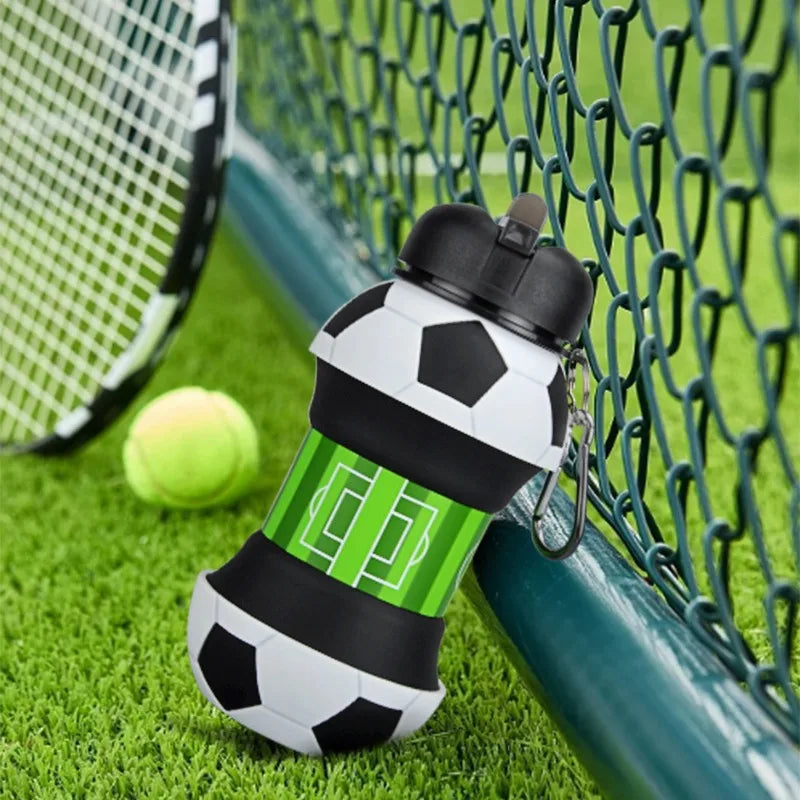 Student Football Folding Water Cup Outdoor Sports Water Bottle Household Silicone Folding Cup Portable Anti Drop