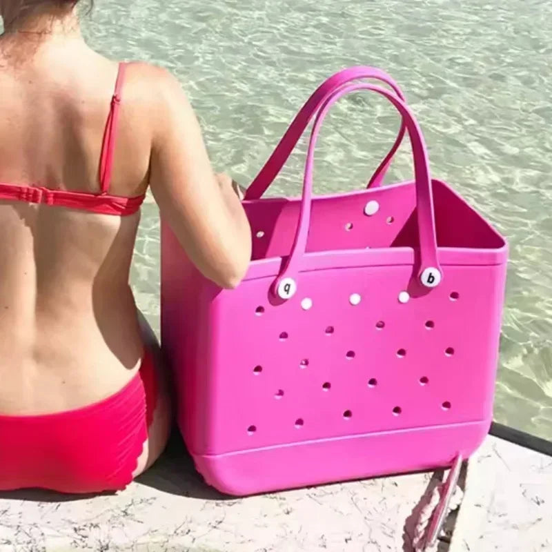 XL Extra Large Beach Bag EVA Rubber Waterproof Beach Travel Picnic Storage Basket Women Shopping Handbag Sac Jelly Tote Bag