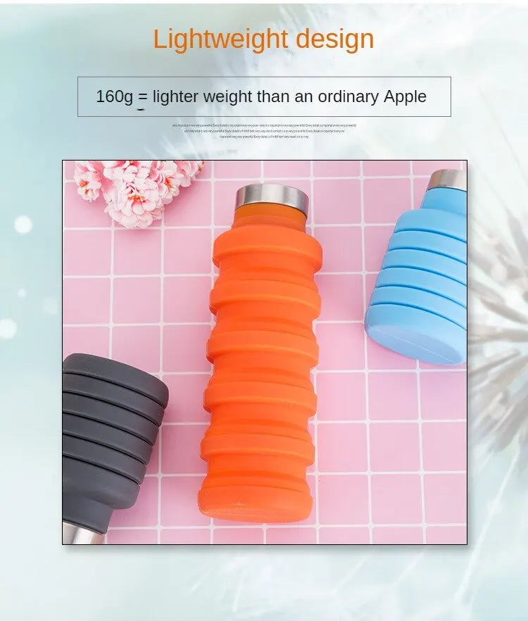 1pc Collapsible Water Bottle, Reuseable BPA Free Silicone Foldable Bottles Portable Hiking Cup For Outdoor Mountaineering Tours