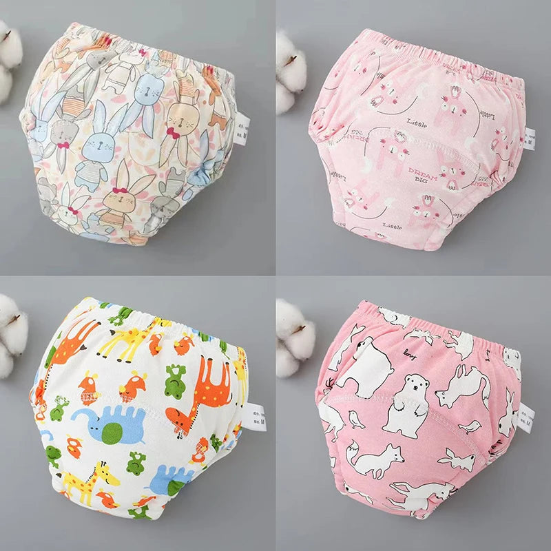 4PCS Baby Waterproof Diapers Pee Shorts Underwears Reusable Soft Ecological Cotton Toddler Potty Training Pants For Boys Girls