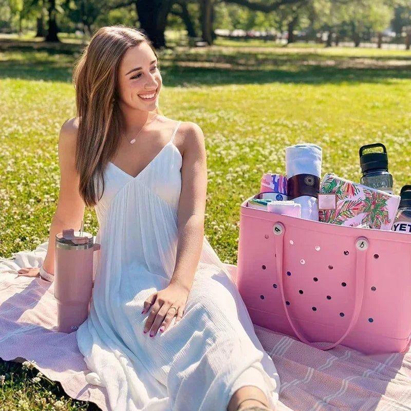 XL Extra Large Beach Bag EVA Rubber Waterproof Beach Travel Picnic Storage Basket Women Shopping Handbag Sac Jelly Tote Bag