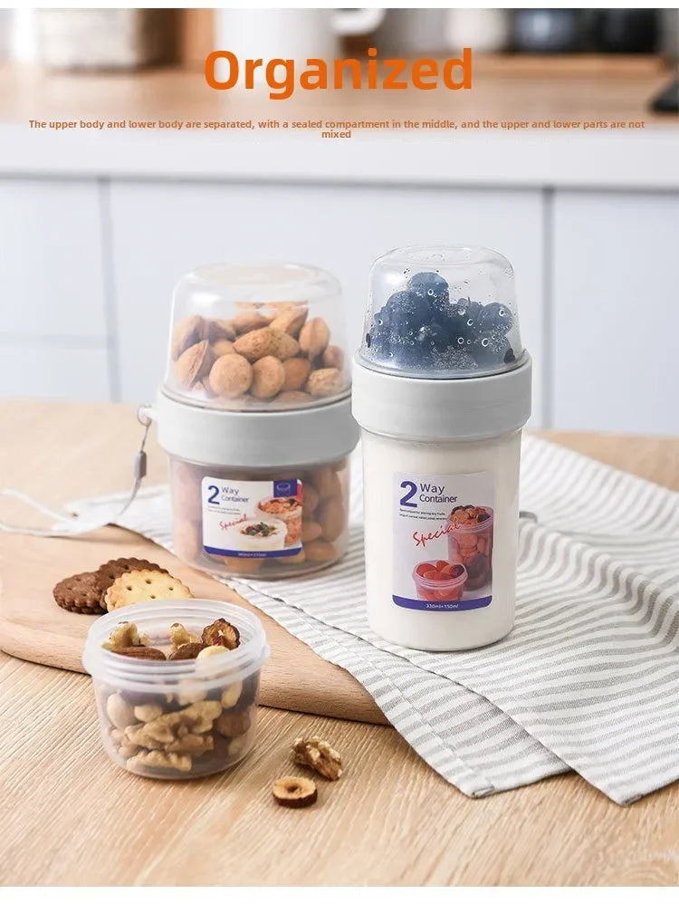 Breakfast Oatmeal Cereal Nut Yogurt Salad Cup Seal Container Set with Fork Sauce Cup Lid Bento Tuppers Food Taper Bowl Lunch Box