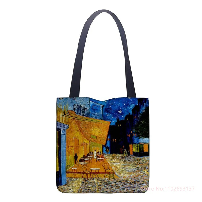 New Van Gogh Oil Painting Tote Bag Retro Art Fashion Travel Bag Women Portable Eco Shopping High Quality Foldable Handbag Ladies