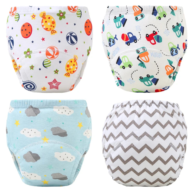 4PCS Baby Waterproof Diapers Pee Shorts Underwears Reusable Soft Ecological Cotton Toddler Potty Training Pants For Boys Girls