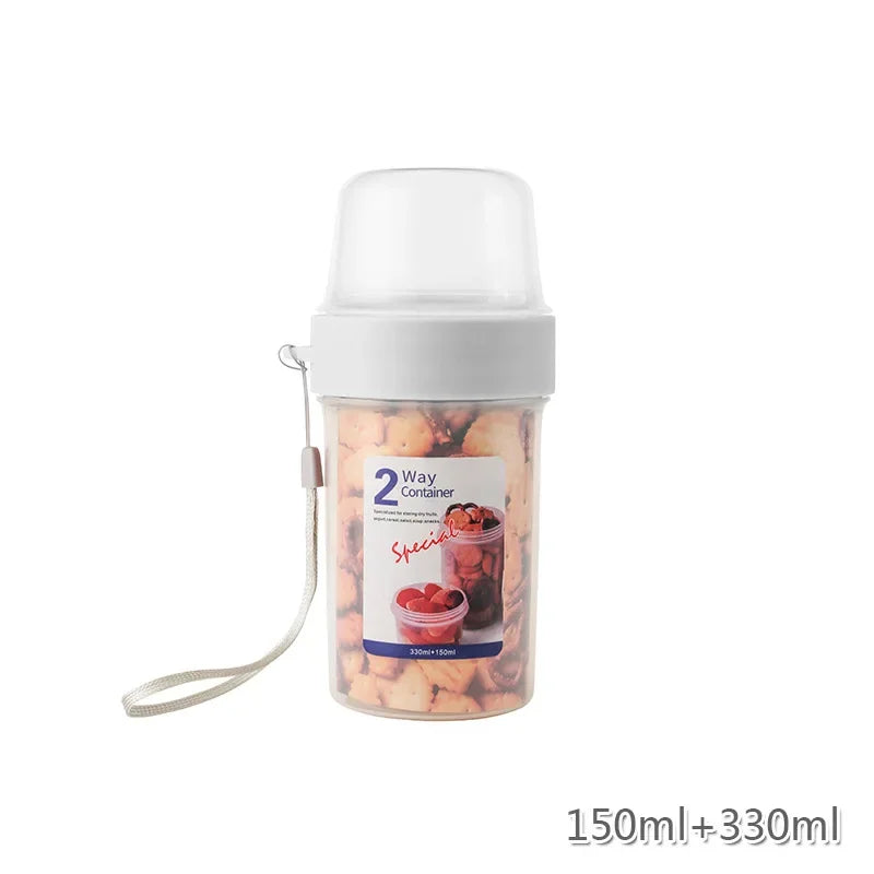 Breakfast Oatmeal Cereal Nut Yogurt Salad Cup Seal Container Set with Fork Sauce Cup Lid Bento Tuppers Food Taper Bowl Lunch Box