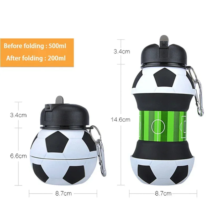 Student Football Folding Water Cup Outdoor Sports Water Bottle Household Silicone Folding Cup Portable Anti Drop